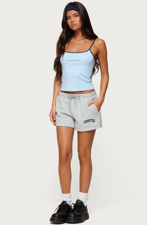 Edikted Deanna Stretch Cotton Crop Camisole In Blue
