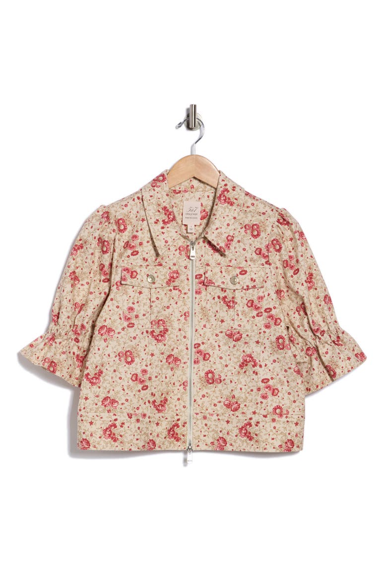 Mini Bouquet Holly Short Sleeve Crop Jacket, Alternate, color, CHERRY ROSE MULTI