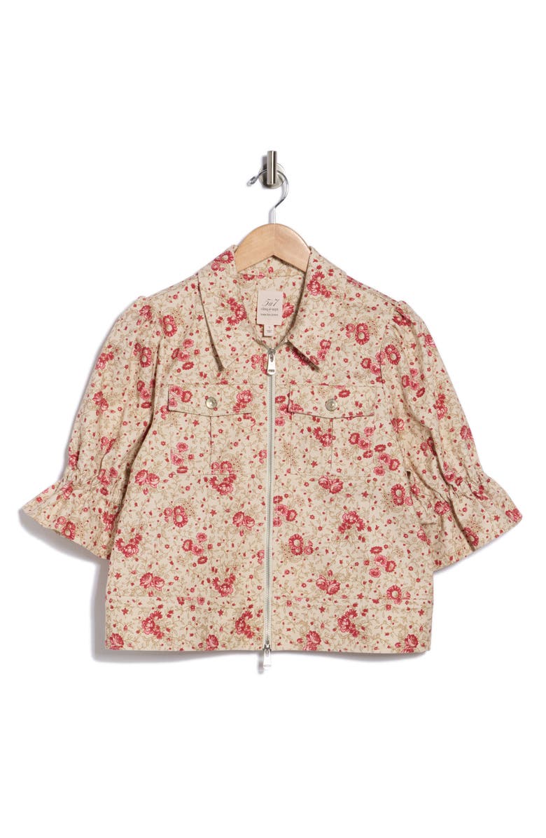 Cinq à Sept Mini Bouquet Holly Short Sleeve Crop Jacket, Main, color, Cherry Rose Multi