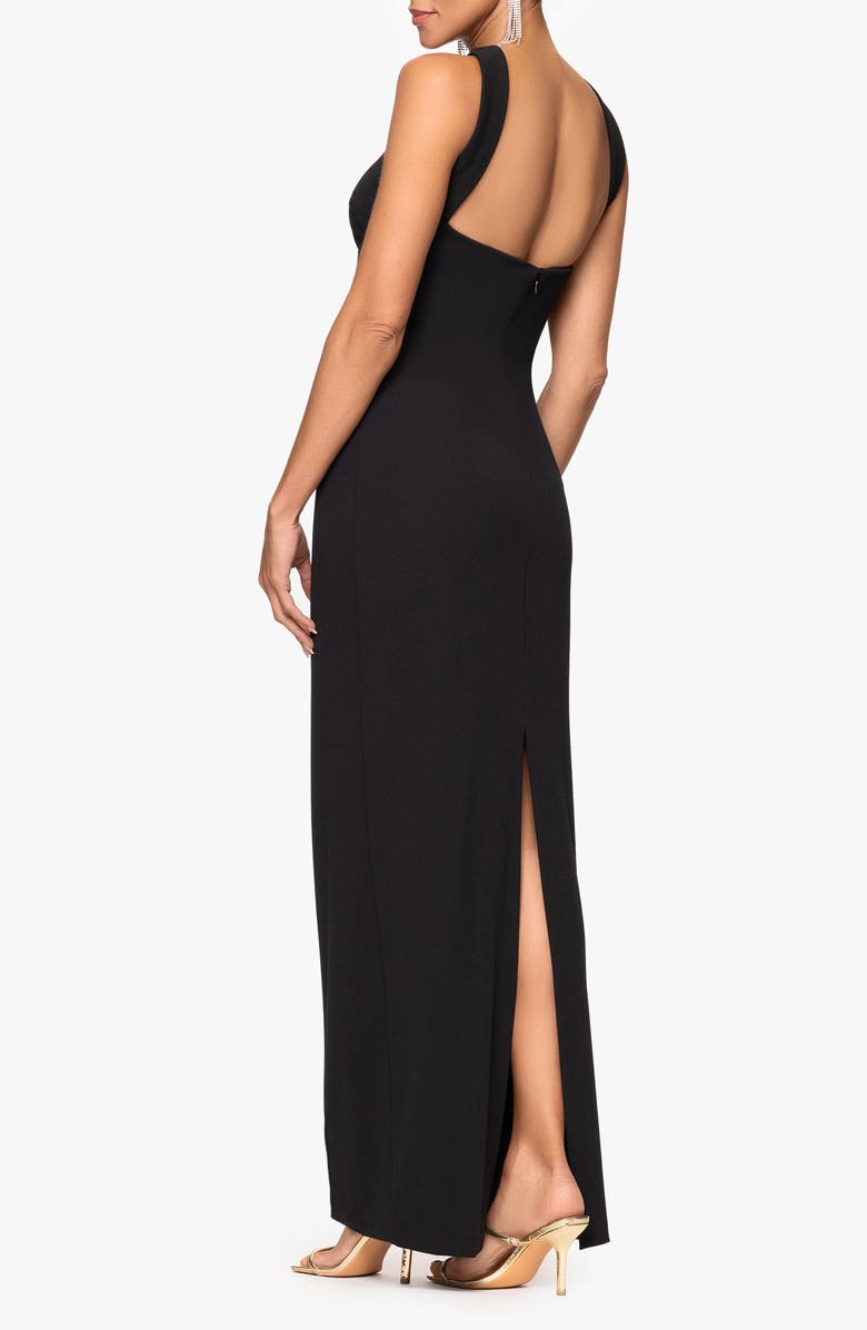 Xscape Evenings Halter Neck Scuba Crepe Sheath Gown, Alternate, color, Black
