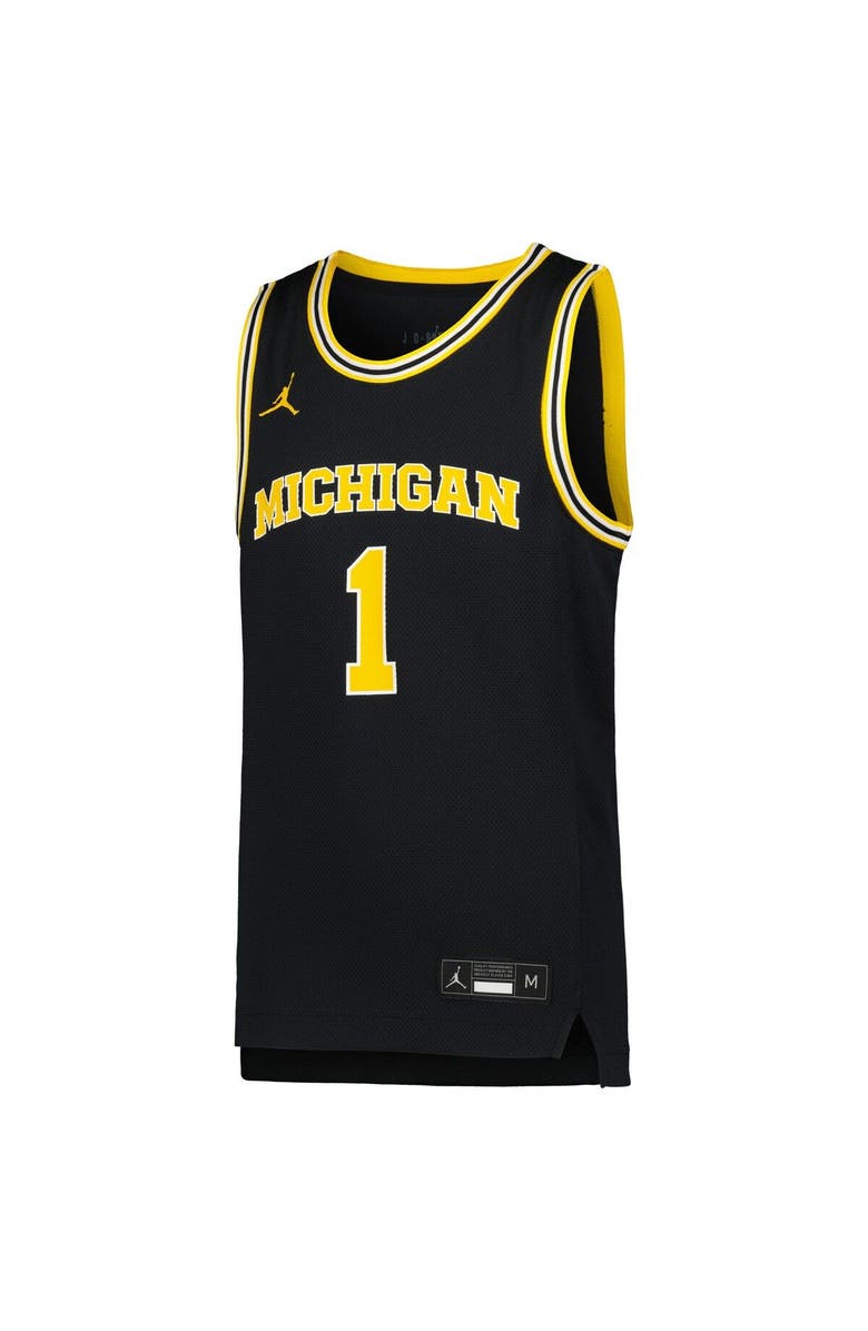 Jordan Brand Youth Jordan Brand #1 Navy Michigan Wolverines Icon Replica Basketball Jersey, Alternate, color, 