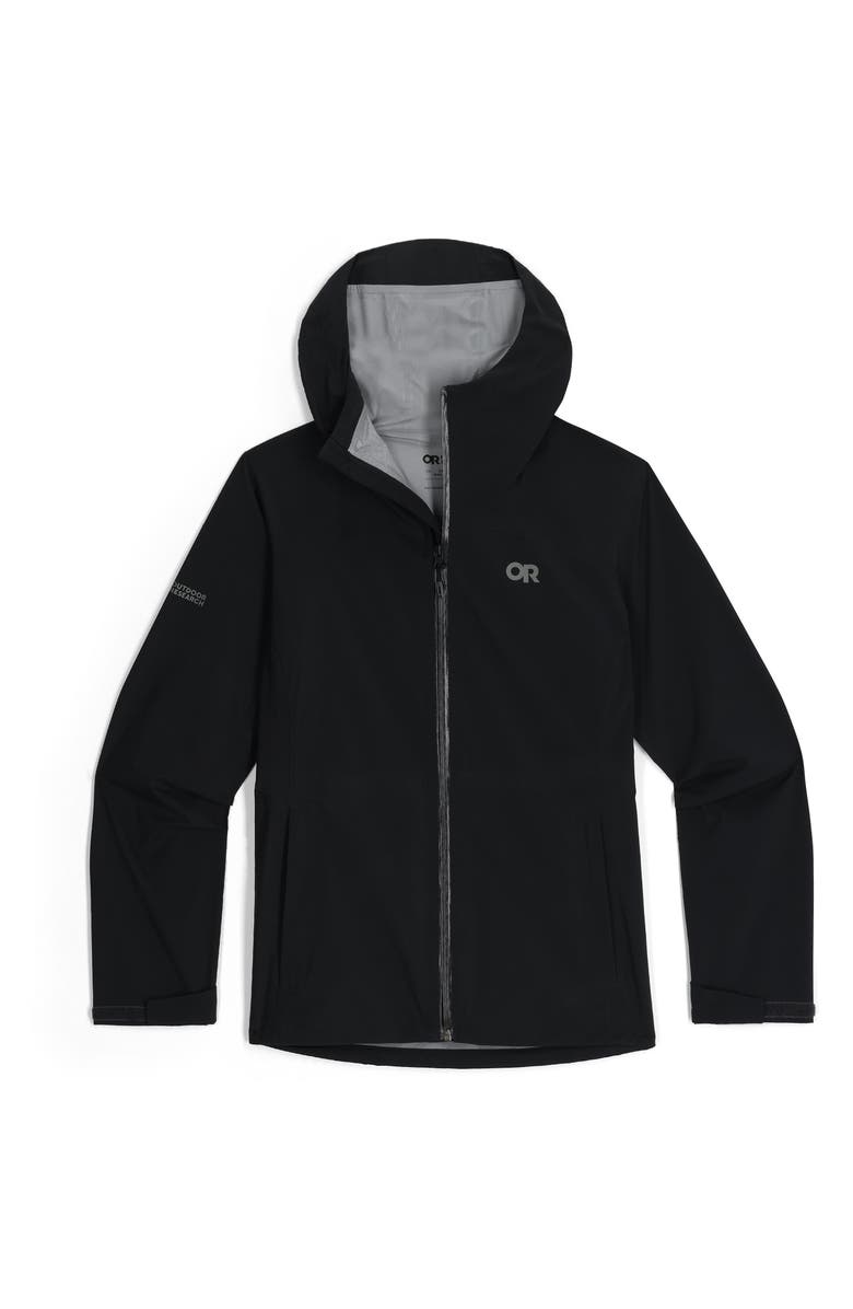 Outdoor Research Stratoburst Packable Rain Jacket, Alternate, color, Black