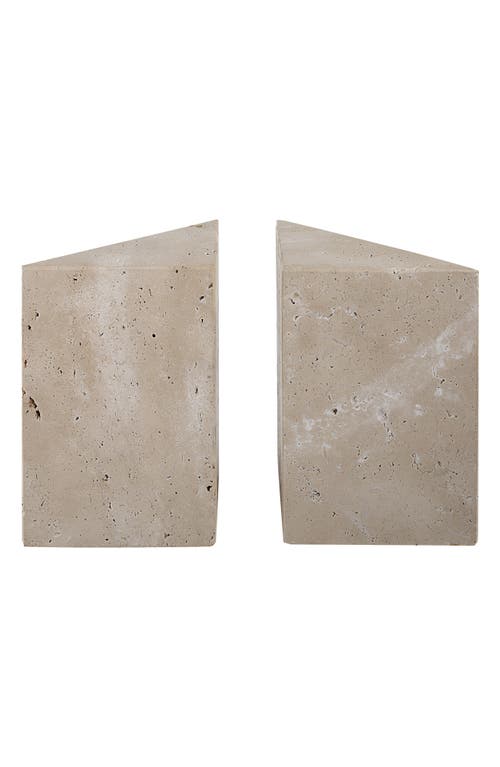 Renwil Set Of 2 Travertine Book Ends In Neutral