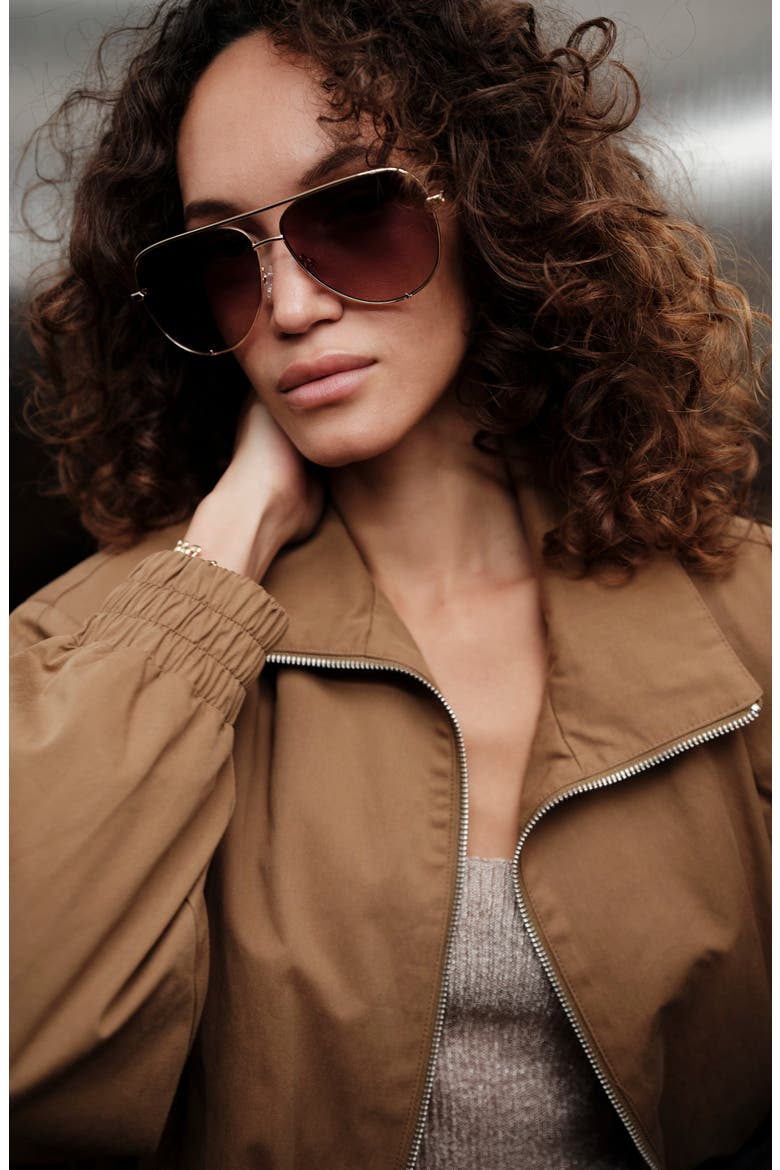 High Key 64mm Extra Large Aviator Sunglasses, Alternate, color, GOLD/ IRIS DOE