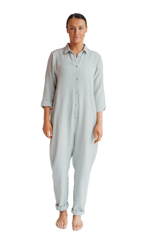 Turtledove London Organic Cotton Shana  Collared Jumpsuit In Blue