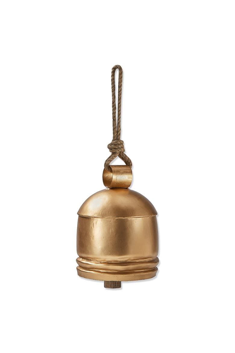 Classic Artisan XL Gold Bell Decorative Holiday Object, Main, color, Yellow