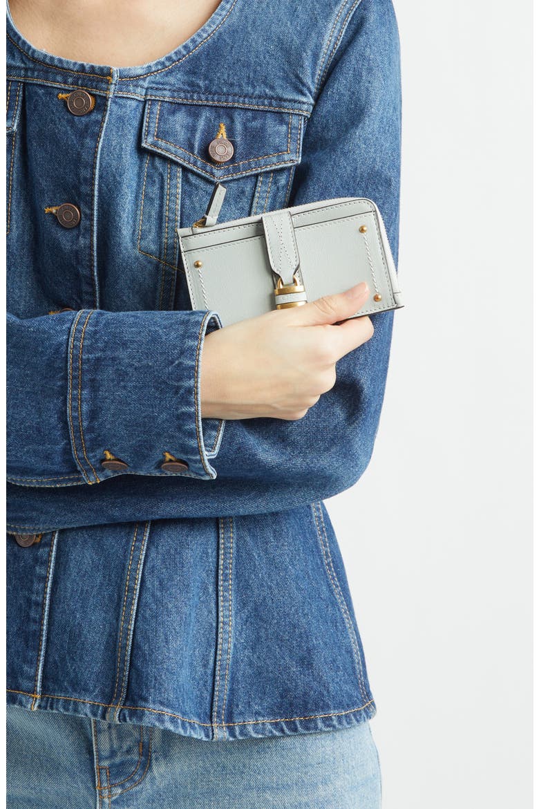 Small Paddington Leather Zip Wallet, Alternate, color, AQUA GREY