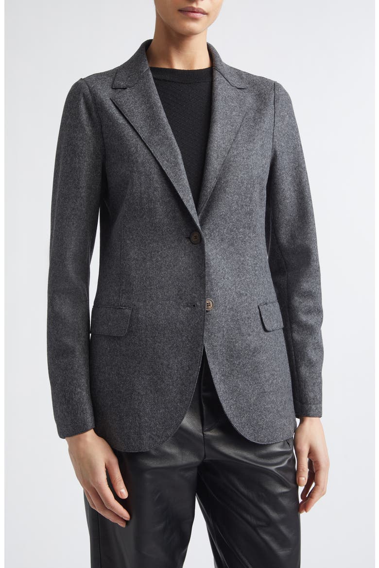 Wool Blend Flannel Blazer with Removable Hooded Bib, Alternate, color, CARBON