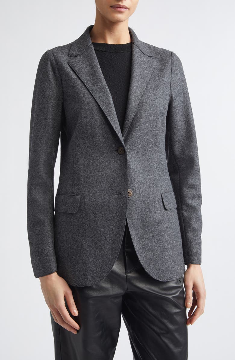 Eleventy Wool Blend Flannel Blazer with Removable Hooded Bib, Alternate, color, Carbon