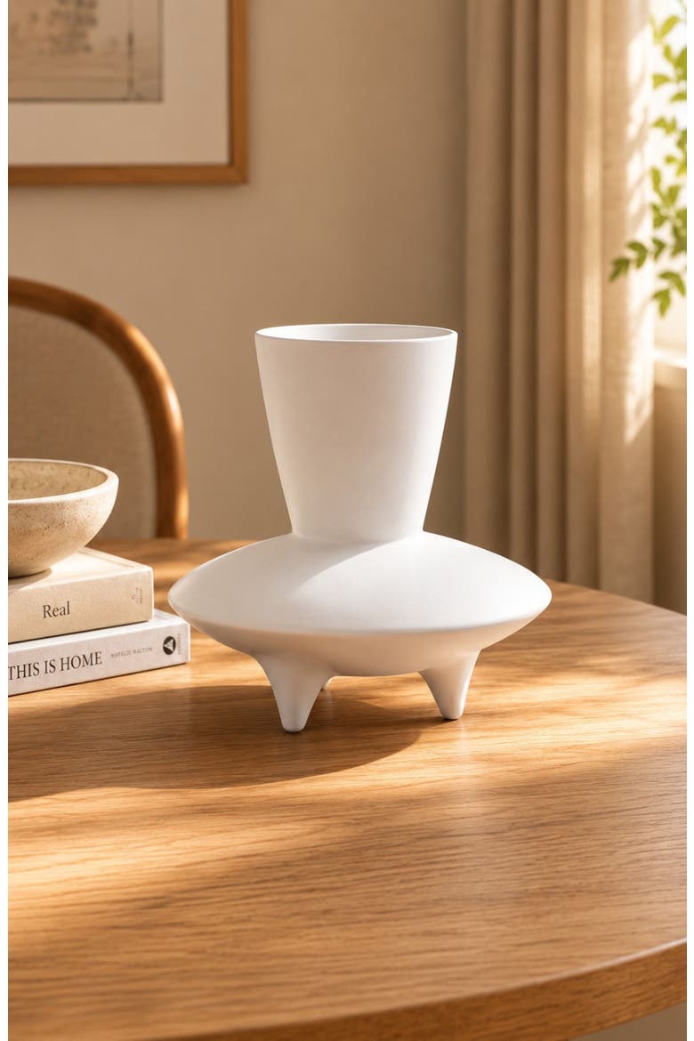Pacific White Stoneware Vase, Alternate, color, WHITE