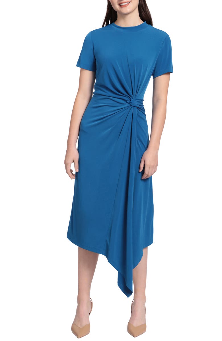 Maggy London Drape Front Midi Dress, Main, color,