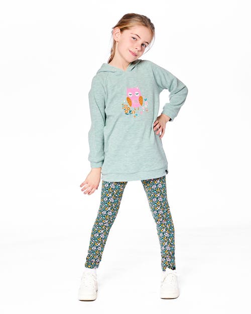 Deux Par Deux Hooded Tunic With Owl In Green