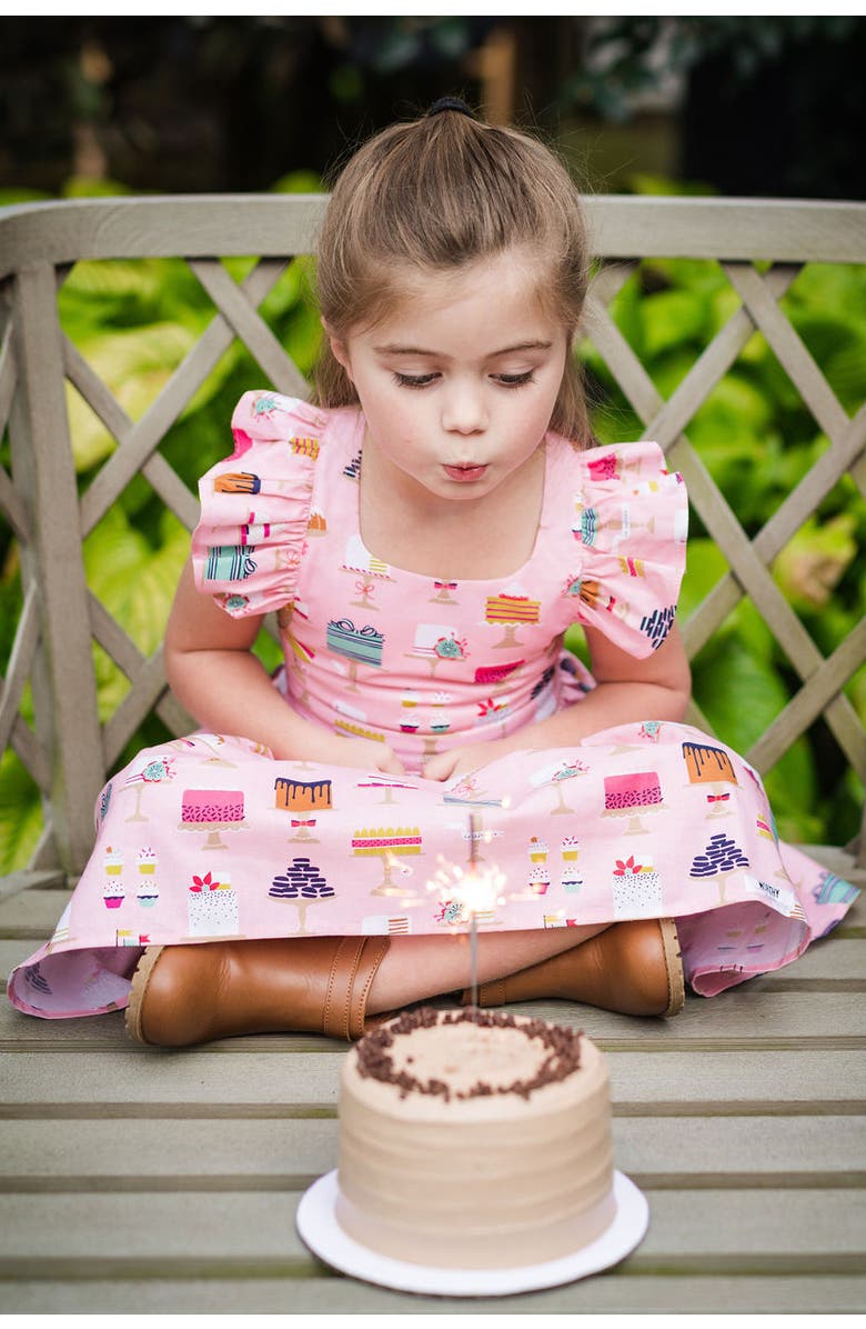 WORTHY THREADS Girls Ruffle Sleeve Dress, Alternate, color, Veggies