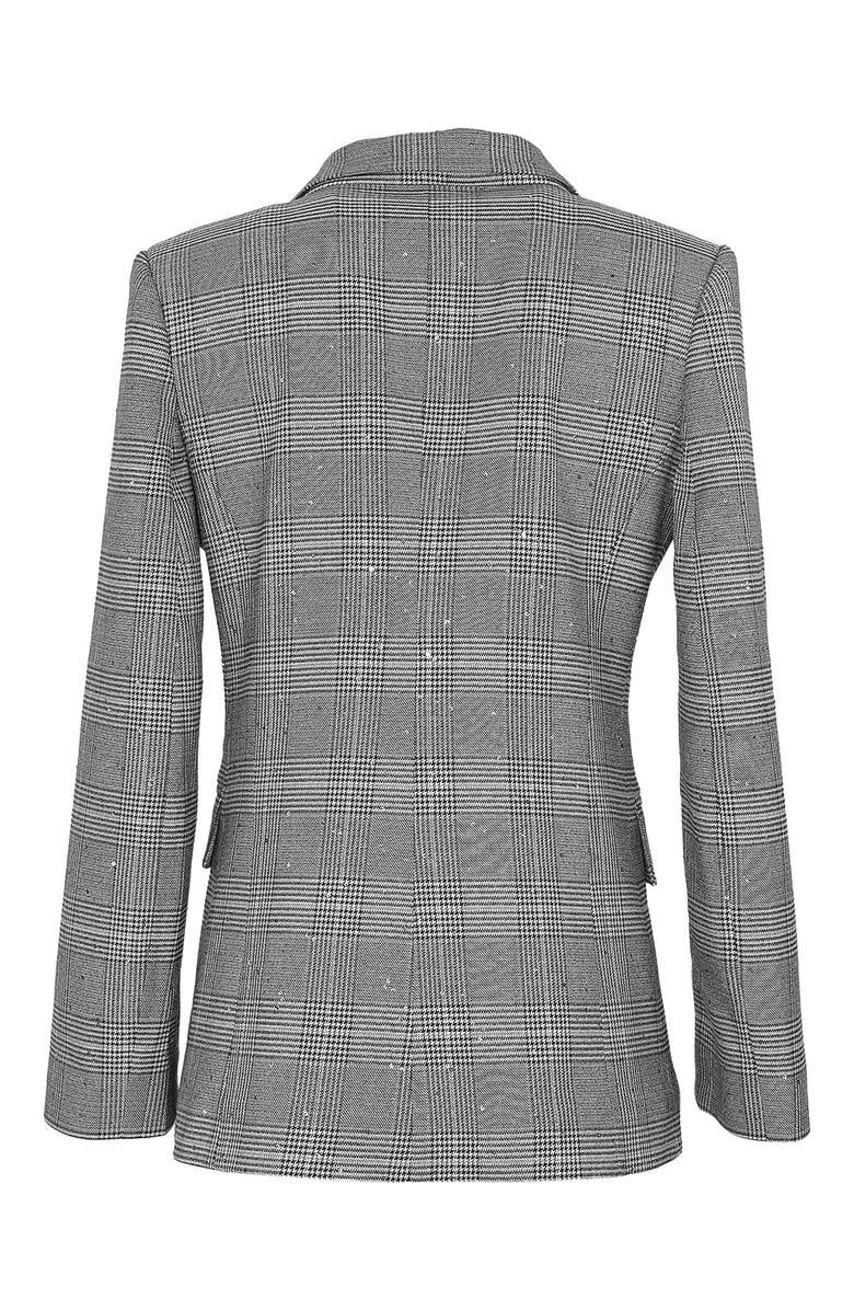 THEO The Label Eudora Split Sleeve Sequined Prince Of Wales Jacket, Alternate, color, Black