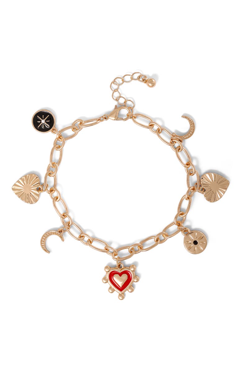 Jessica Simpson Gold-Tone Charm Bracelet, Main, color, Gold