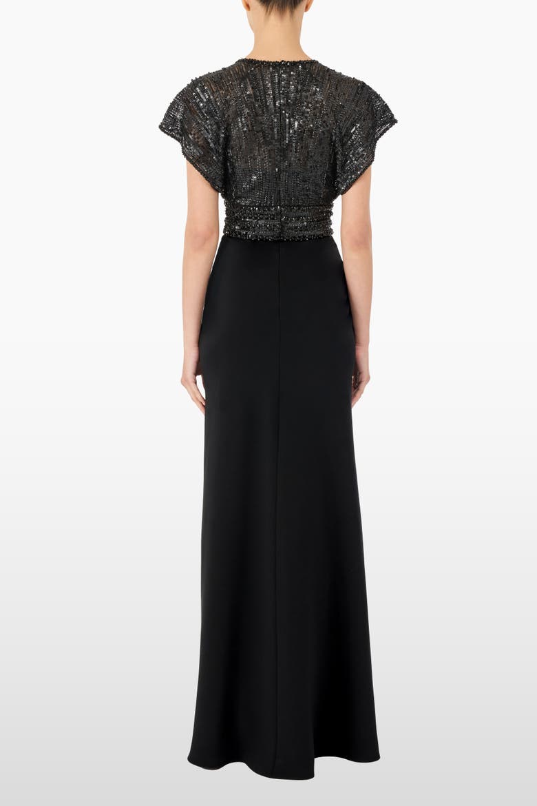 Cary Sequin V-Neck Maxi Dress, Alternate, color, Liquorice