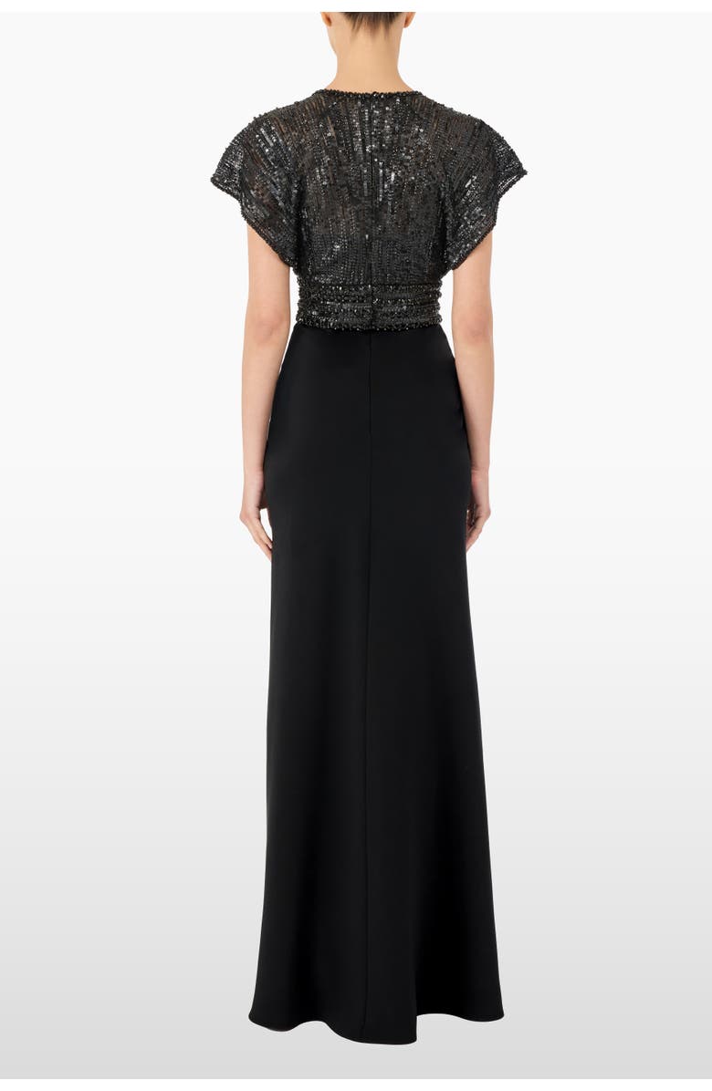 Jenny Packham Cary Sequin V-neck Maxi Dress, Alternate, color, Liquorice