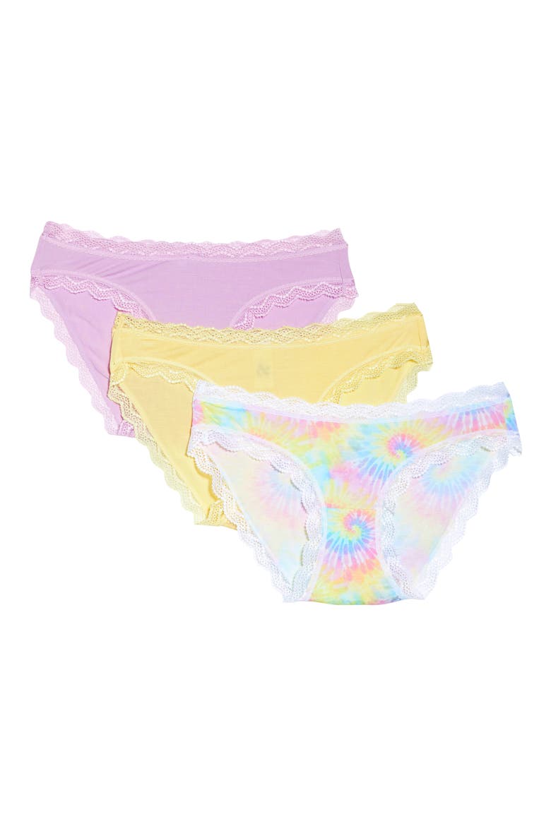 Stripe + Stare Tie Dye Pastels 3-Pack Briefs, Main, color, YELLOW MULTI