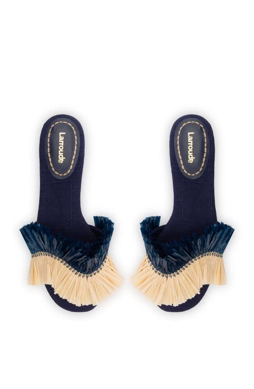 Larroude Ivy Fringe Flat In Navy Fringe