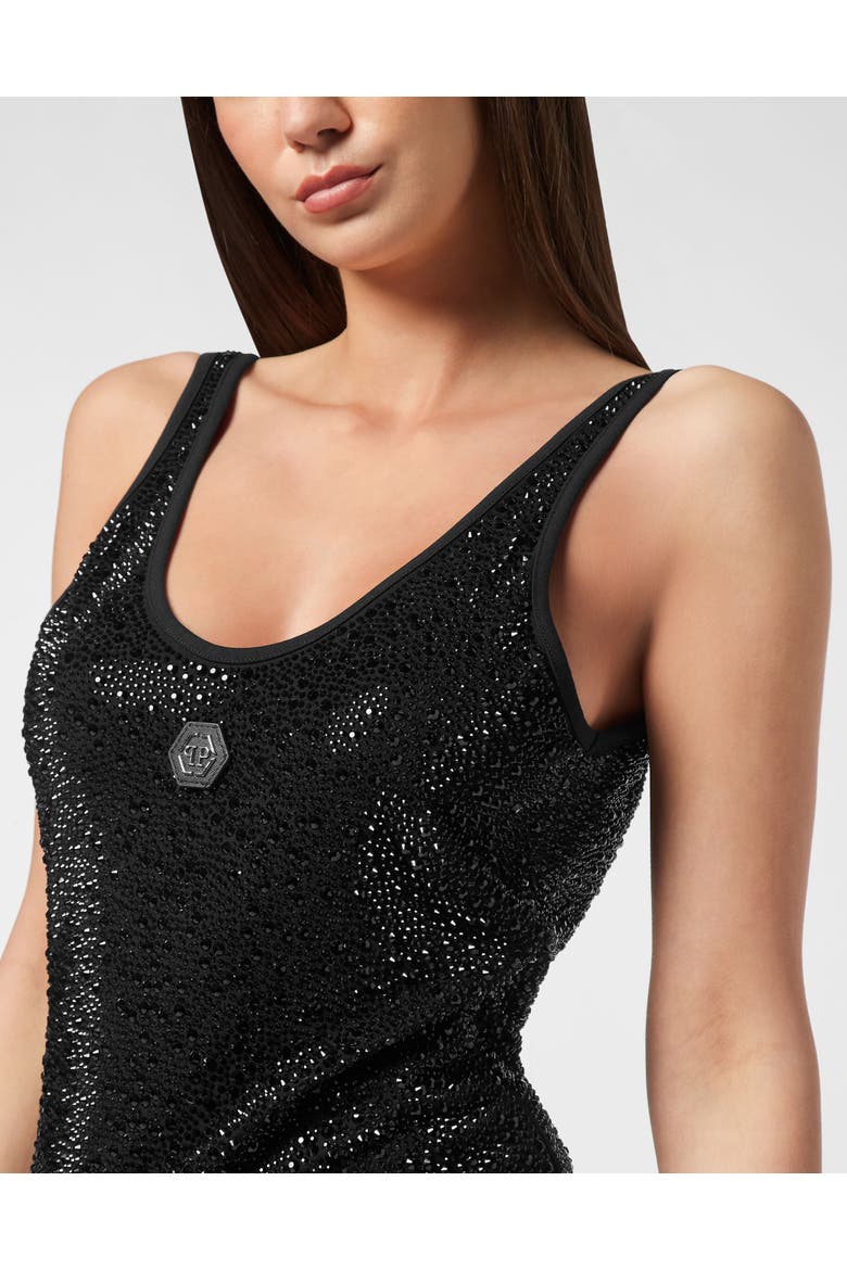 Tank Top Mix Strass Women, Alternate, color, black