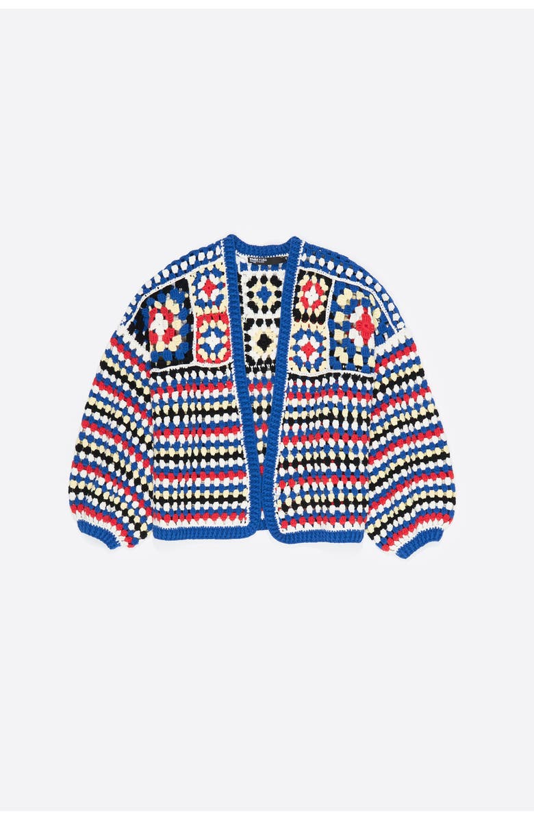 Bimba y Lola Crochet Balloon Cardigan, Alternate, color, Blue