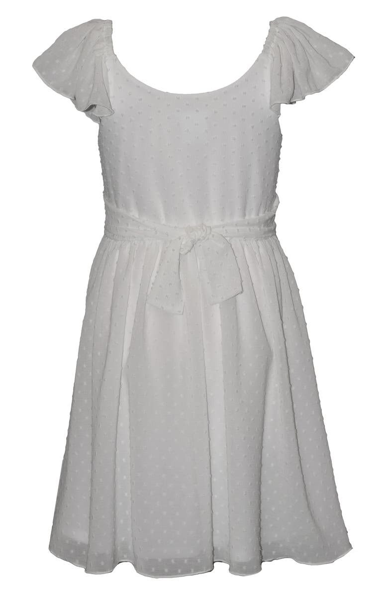 Iris & Ivy Kids' Clip Dot Flutter Sleeve Dress, Alternate, color, White