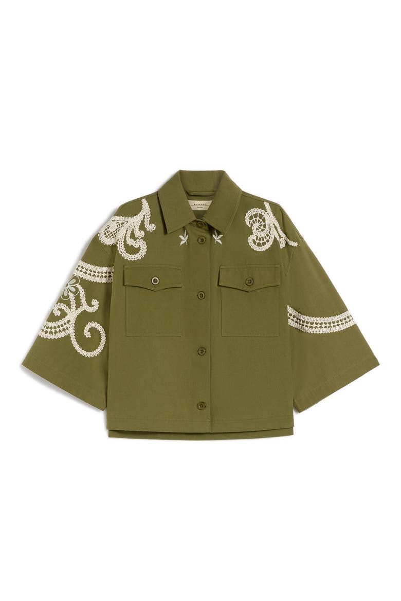 Como Embroidered Detail Cotton Jacket, Alternate, color, KAKI