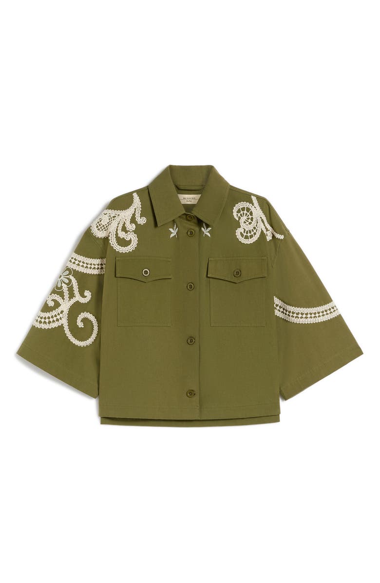 Weekend Max Mara Como Embroidered Detail Cotton Jacket, Alternate, color, Kaki