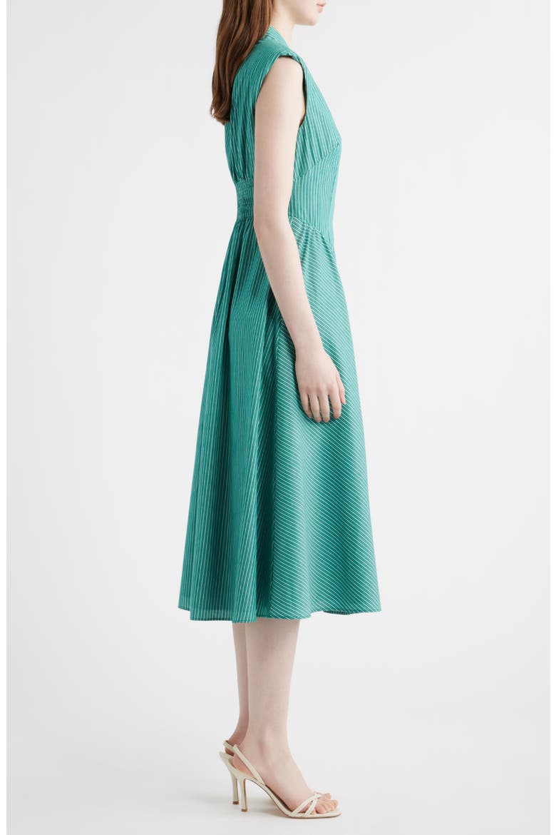 Stripe Zip Front Sleeveless Midi Dress, Alternate, color, DARK GREEN