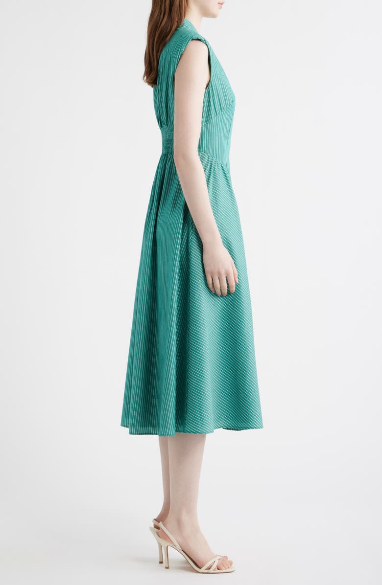 Vince Camuto Stripe Zip Front Sleeveless Midi Dress, Alternate, color, Dark Green