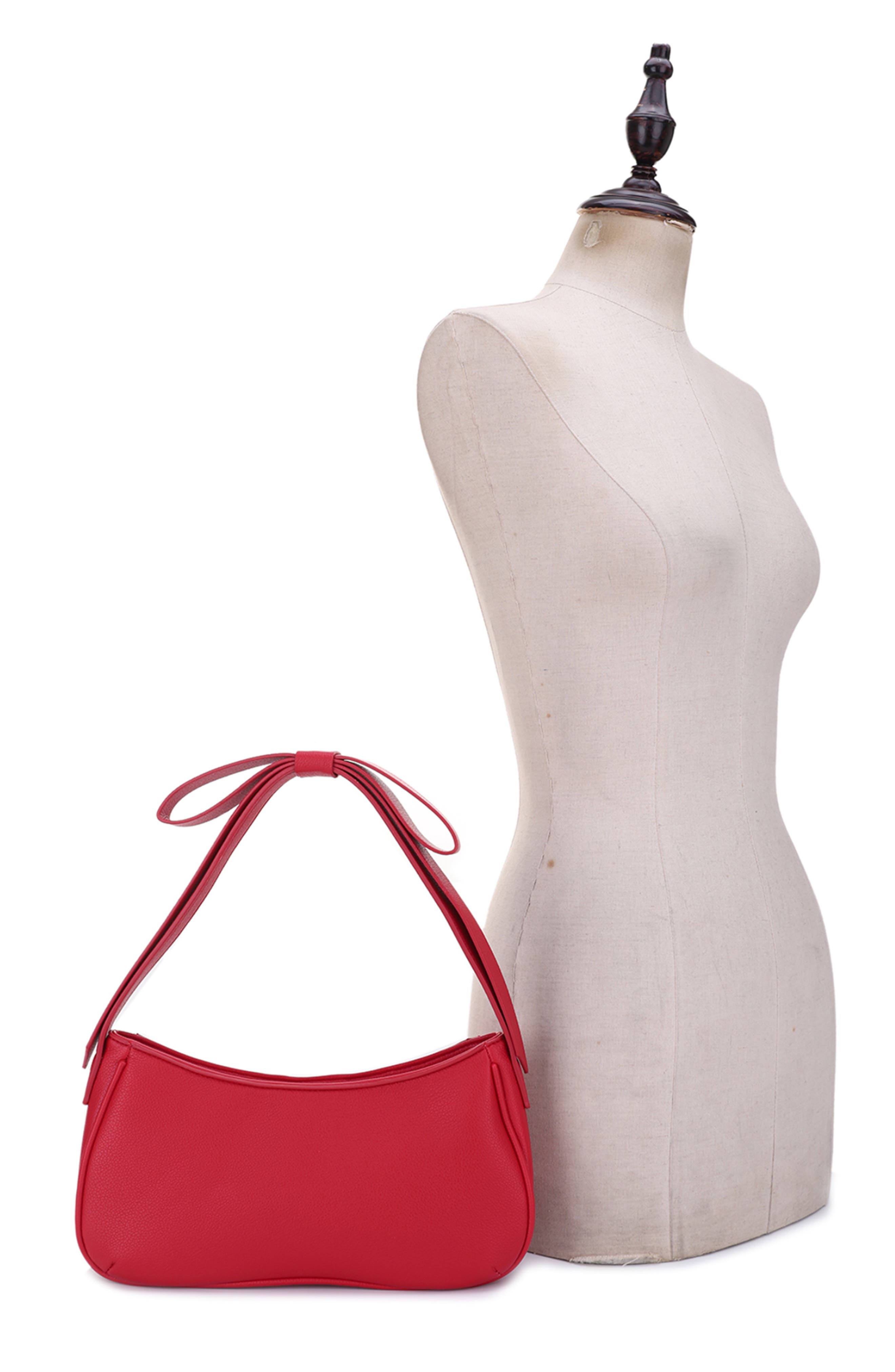 Mali + Lili Marissa Bow Recycled Vegan Leather Shoulder Bag, Alternate, color, Red
