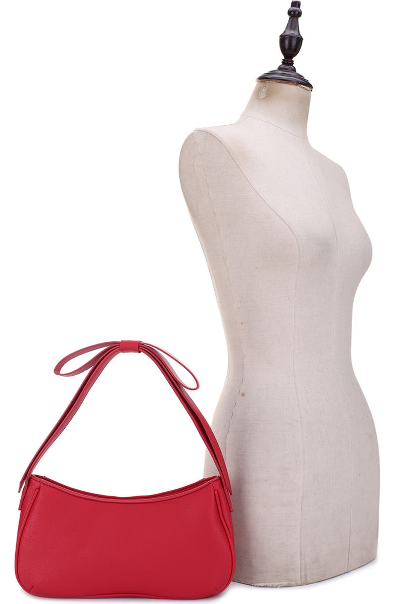 Mali + Lili Marissa Bow Recycled Vegan Leather Shoulder Bag, Alternate, color, Red
