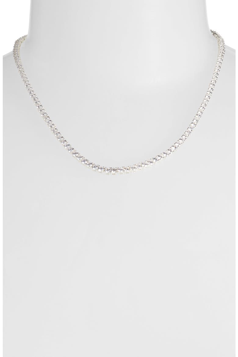 Demi Fine Cubic Zirconia Tennis Necklace, Alternate, color, STERLING SILVER PLATED