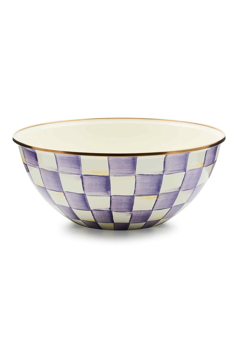 Violet Check Large Everyday Bowl, Main, color, VIOLET