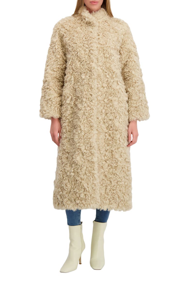 Fur-Free Lamb (Faux Fur) Coat, Alternate, color, BEIGE