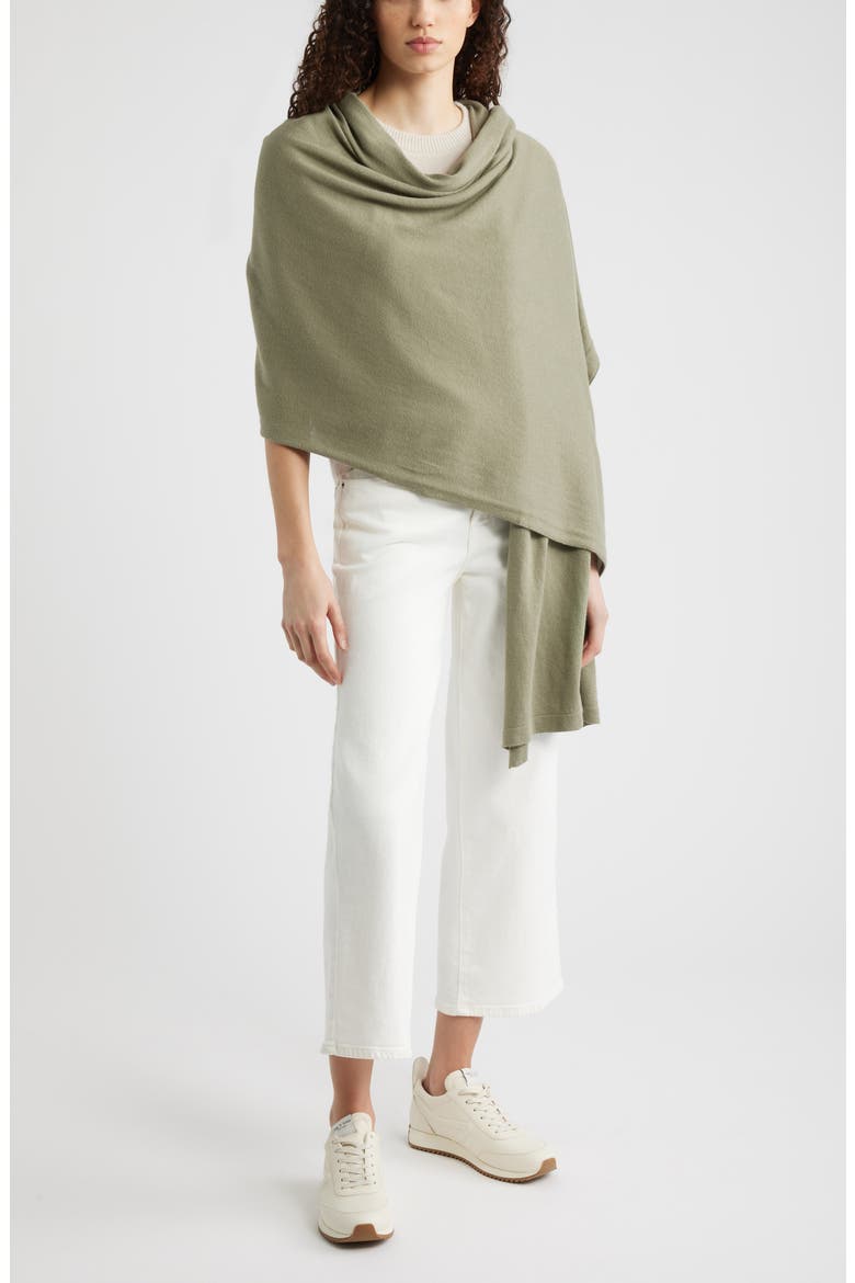Transitional Knit Travel Wrap, Main, color, OLIVE GREEN