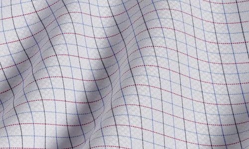 David Donahue Regular Fit Dobby Tattersall Check Dress Shirt In White/berry
