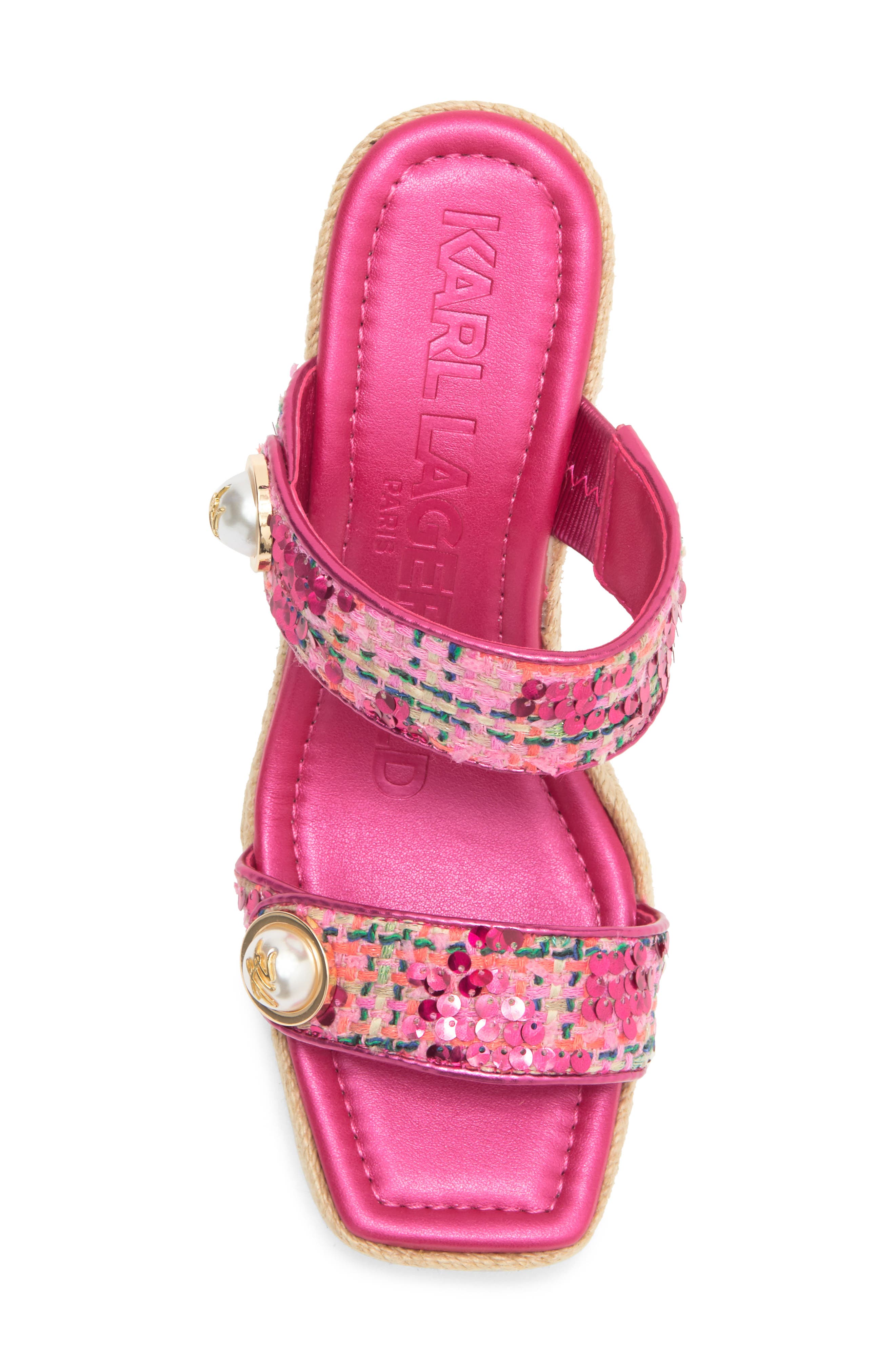 KARL LAGERFELD PARIS Carsen Espadrille Platform Wedge Sandal, Alternate, color, Hot Pink
