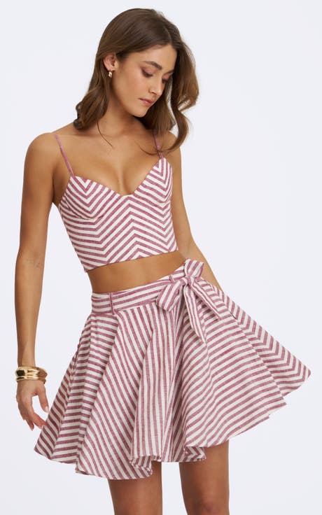 Xola Chevron Striped Linen Cropped Top