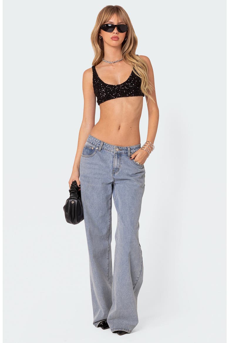Oolala Sequin Bra Top, Alternate, color, BLACK