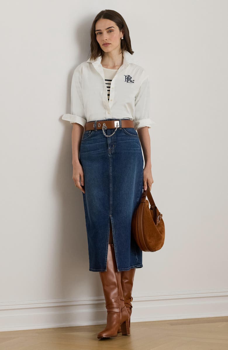 Lauren Ralph Lauren Denim Midi Skirt, Alternate, color,