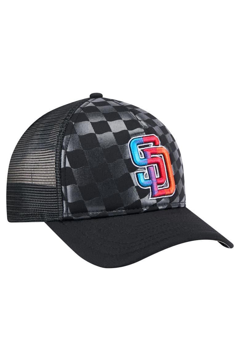Men's New Era Black San Diego Padres Gradient 9FORTY A-Frame M-Crown Trucker Adjustable Hat, Alternate, color, Black