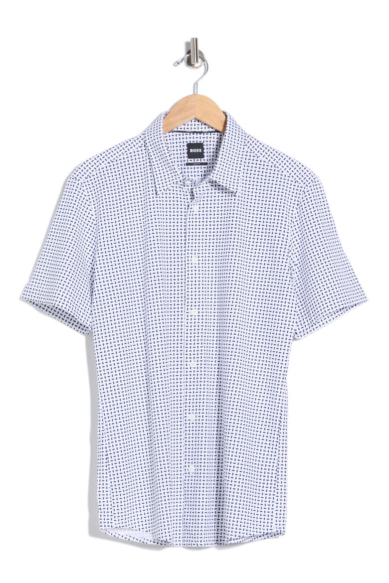 Roan Slim Fit Short Sleeve Button-Up Shirt, Alternate, color, DARK BLUE