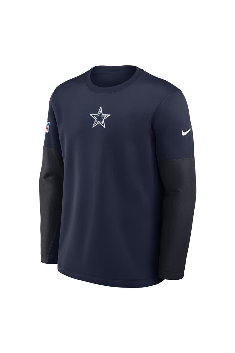 Men's Nike Navy Dallas Cowboys Sideline Coach Therma-FIT Long Sleeve T-Shirt, Alternate, color, Navy