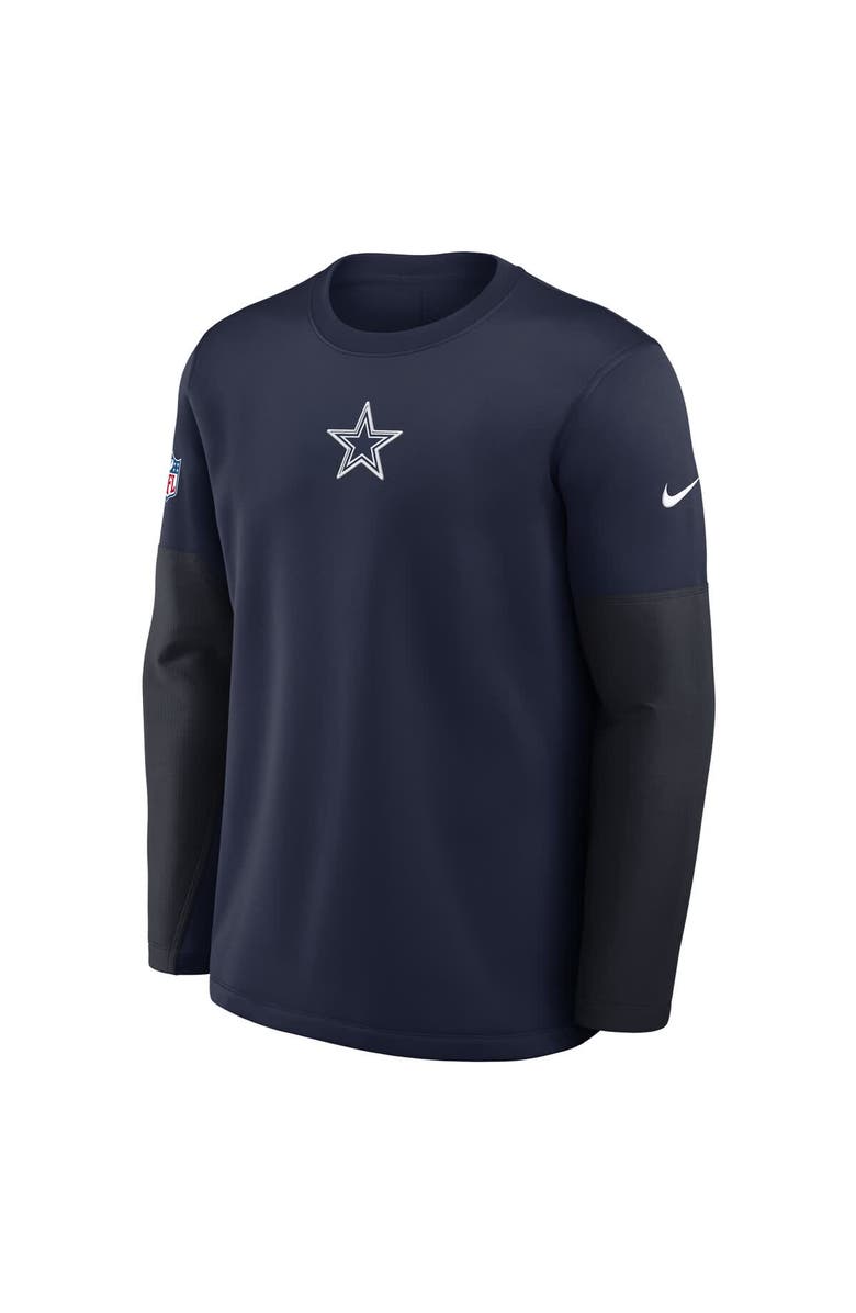 Nike Men's Nike Navy Dallas Cowboys Sideline Coach Therma-FIT Long Sleeve T-Shirt, Alternate, color, Navy