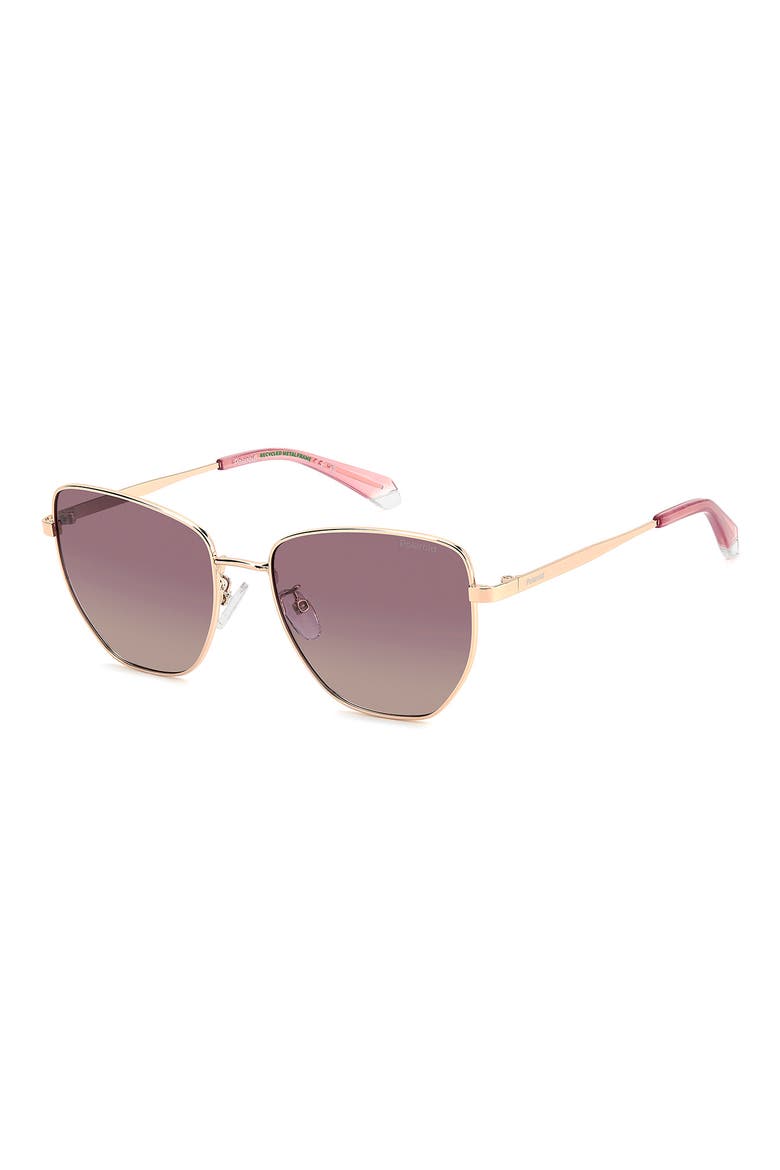 56mm Polarized Gradient Square Sunglasses, Alternate, color, GOLD/ BURGUNDY