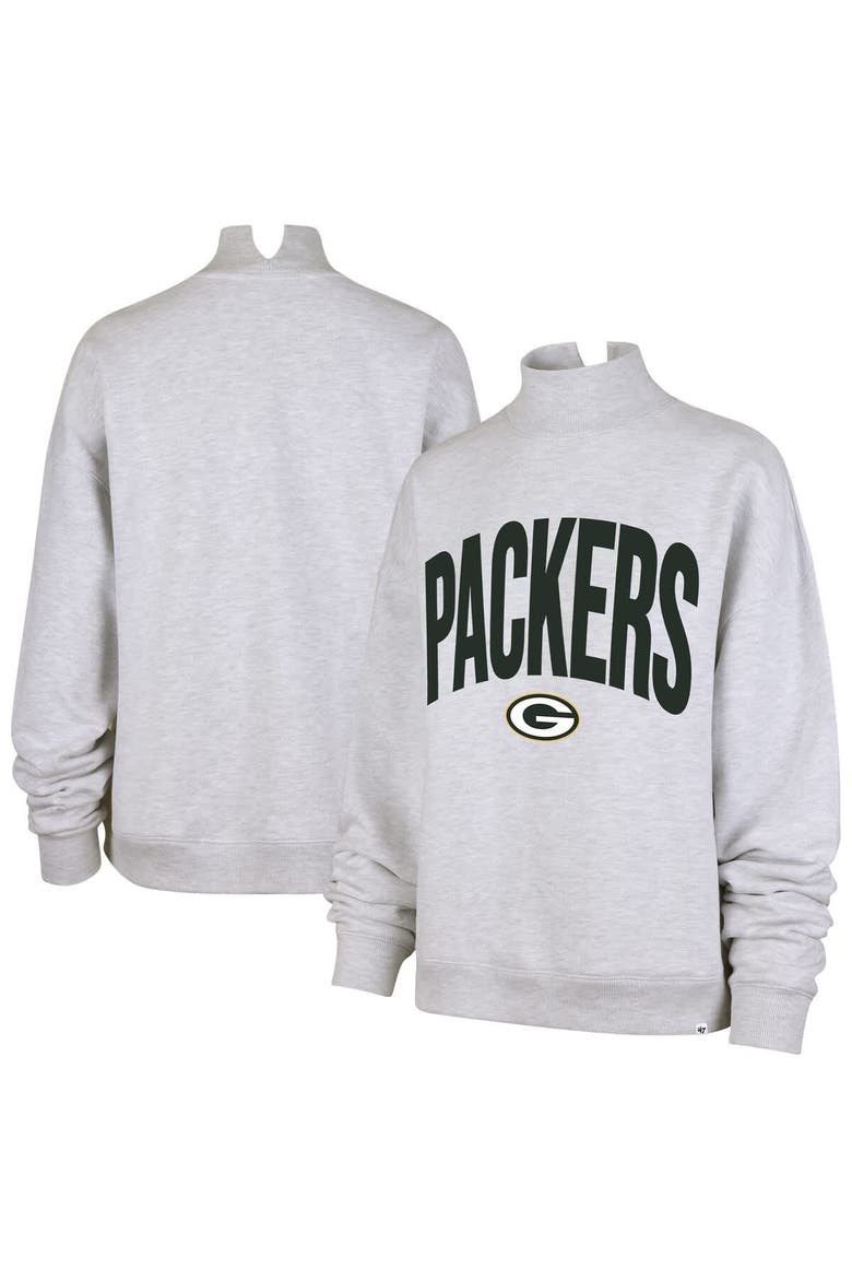 Women's '47  Gray Green Bay Packers Subtle Muse Mock Neck Sweatshirt, Alternate, color, Gray