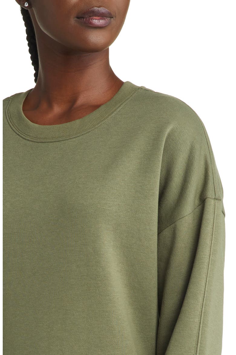 Long Sleeve Midi Sweatshirt Dress, Alternate, color, GREEN SORREL
