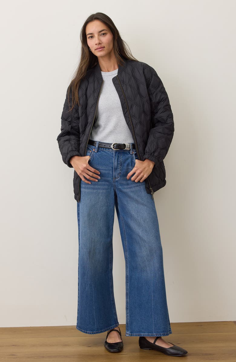 Marine Layer Marina Quilted Bomber Jacket, Alternate, color, Black