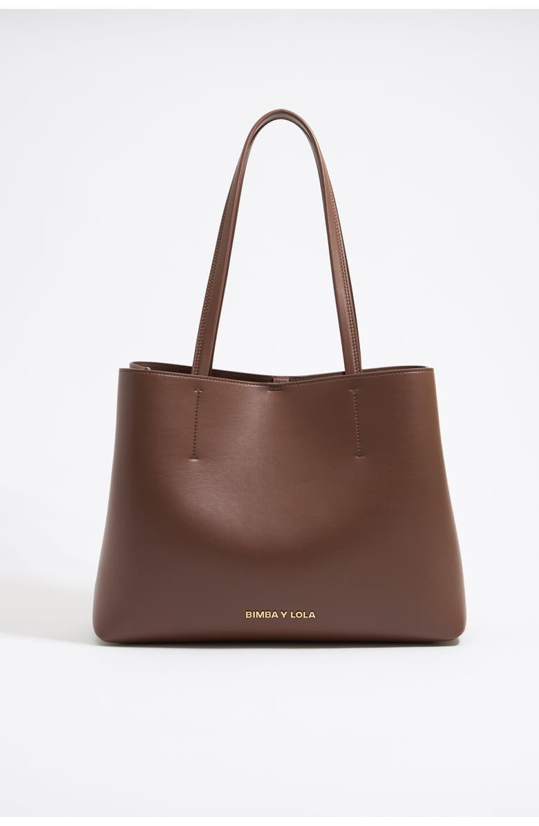 Bimba y Lola Large Leather Chihuahua Shopper Bag, Main, color, Moka